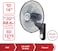 Sharp 16 Inches/40cms Blade 50 Watts Wall Mount Fan, Made In Malaysia, Pjw169 - Dark Grey