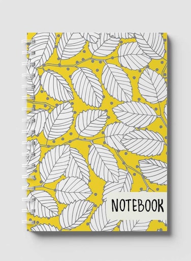 Lowha Spiral Notebook With 60 Sheets And Hard Paper Covers With Elm Branches &amp; Leaves Design, For Jotting Notes And Reminders, For Work, University, School