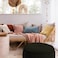 In House Round Decorative Linen Bean Bag - 100x25 cm - Dark Brown