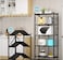 Generic Multi-Shelf Foldable Storage Shelves For Garage Kitchen Home Closet, Metal Wire, Collapsible Organizer Rack On 4'' Wheel Casters, Metal Organizer Wire Rack, Black/White (3-Shelf(White))