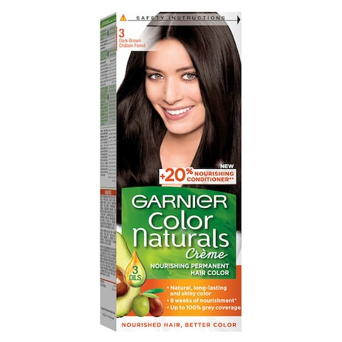 Buy Garnier Colour Naturals Cream Nourishing Permanent Hair Colour 3 Dark Brown 110ml in UAE