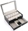Generic Double Layer 12Pcs Jewelry Watch Bracelet Pu Leather Box Storage Accessories Box With Glass Plate Window