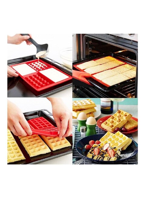 Generic Waffle Baking Mould Red 27X18X2Centimeter