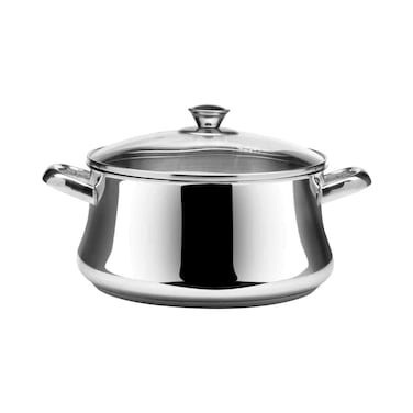 حلة ستانلس ستيل زهران بغطاء زجاج - مقاس 26