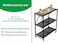 3 Tier Foldable Storage Shelf Unit with Wheel, Heavy Duty Storage Shelving Unit for Kitchen, Garage and Laundry Bathroom(black)