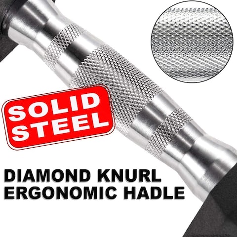 Sky Land Rubber Coated Hex Dumbbell Set With Chrome Metal Handle For Strength Training-[7.5 Kgs X 2Pcs]-Em-9260-7.5