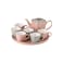 Lovely Modern Irregular Pink Green Petals Shape Teapot Minimalist Sublimation Ceramic Coffee Mug Sets With Tray