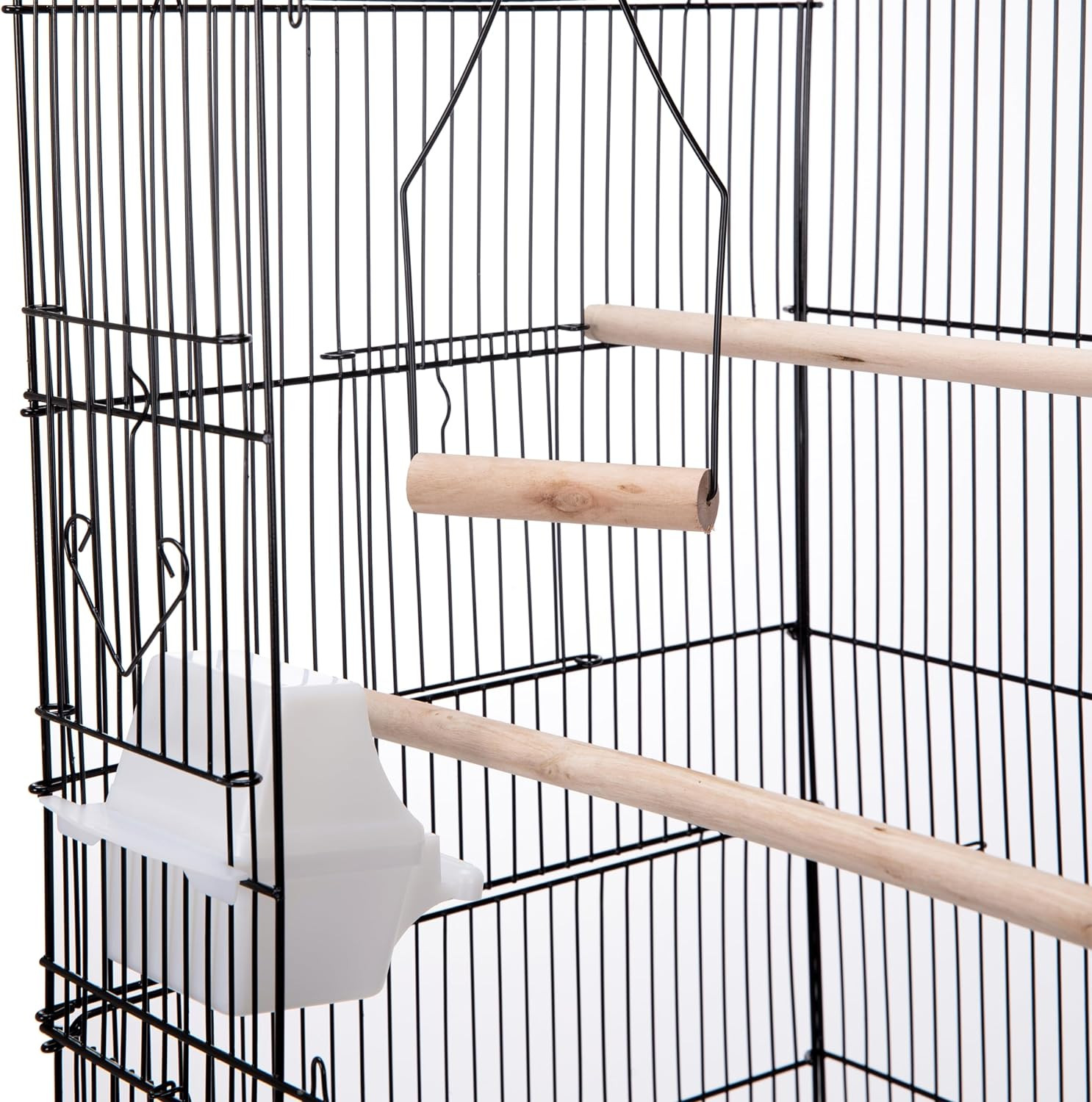 Egardenkart&reg; Open Play Top Bird cage with Rolling Stand for Cockatiel Sun Conure Parakeet (Black)