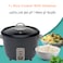 DOMEA&reg;  Electric Rice Cooker, 1 L Capacity, With Removable Nonstick Cooking Bowl and Steaming Tray with Glass Lid, Warm/Cook Light Functions,400 Watts , KC142,Black