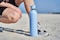 Moya &quot;Coral Reef&quot; 1L Insulated Sustainable Water Bottle Powder Blue Spout Lid