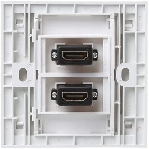 HDMI Compitable Wall Plate White 86 Type Wall Panel Socket HDtTV High Definition Digital TV Network Cable Outlet (2 Port)
