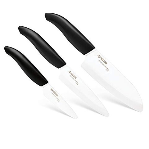 Kyocera FK-3PC BK 3Piece Advanced ceramic Revolution Series Knife Set, Blade Sizes: 5.5&quot;, 4.5&quot;, 3&quot;, Black