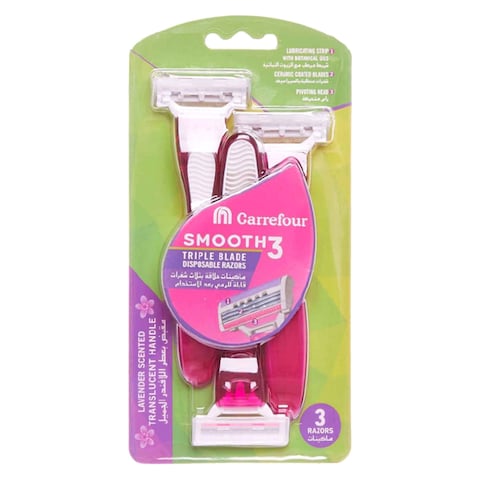 Carrefour Smooth 3 Triple Blade Disposable Razors Multicolour 3 Razors