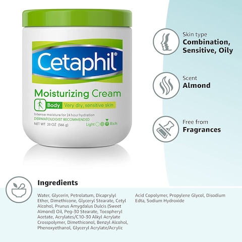 Cetaphil Moisturizing Cream 20 Oz Hydrating Moisturizer - Dry To Very Dry, Sensitive Skin, Body Cream Restores Skin Barrier In 1 Week, Fragrance Free, Non-Greasy