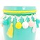 Ceramic Jar Turquoise with Pompoms 13cm