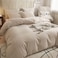 Luna Home Washable Cotton 6 Piece King Size Duvet Cover Plain Design, Plain Caramel Beige Color
