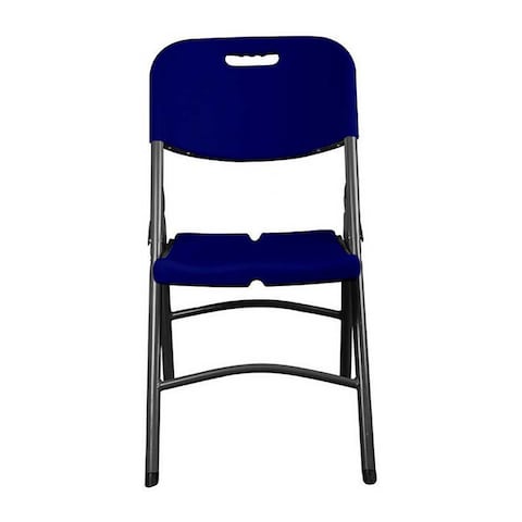 Mintra Folding Plastic Chair with Metal Frame - Night Blue