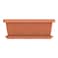 كوزمو بلاست أصيص زهور مستطيل الشكل من خشب الأرز مع صينية 18 بوصة - تيراكوتا