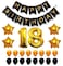 Party Time 23-Pieces Decoration Set of Black Happy Birthday Banner, Foil Balloon and Black &amp; Gold Latex Balloons For 18th Birthday Party Decoration - Party Supplies