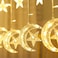 Crescent Moon Star Curtain LED Fairy Lights Ramadan D&eacute;cor 2.5M