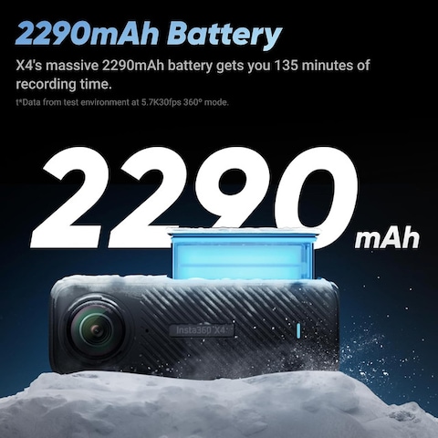 Insta360 X4 - Waterproof 8K 360 Action Camera, 4K Wide-Angle Video, Invisible Selfie Stick Effect, Removable Lens Guards, 135 Min Battery Life, AI Editing, Stabilization, for Sports, Travel, Outdoor
