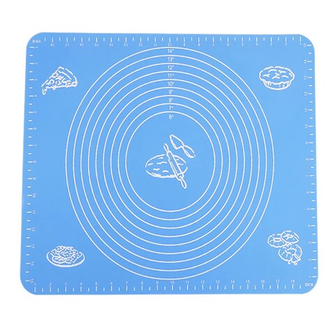 KASTWAVE Silicone Baking Mat for Pastry Rolling with Measurements Reusable Non-Stick Food Grade Silica Gel Kneading Dough Pad for Housewife, Cooking Enthusiasts,Dough Rolling Mat,Blue