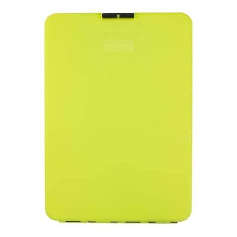 Saunders Hi-Vis Yellow SlimMate Plastic Storage Clipboard with Low Profile Clip - Portable Mobile Organizer for Home, Office, and Business Use (00573)