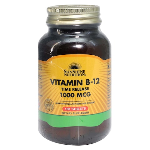 Sunshine Nutrition Vitamin B12 Time Release 1000mcg Dietary Supplement 100 Tablets