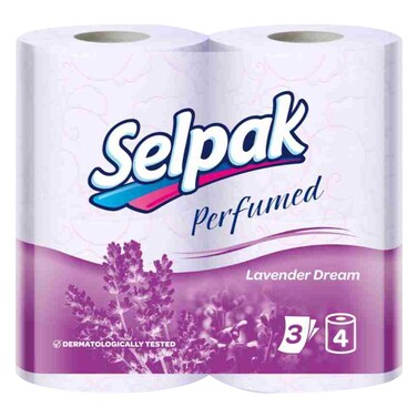Selpak Lavender Scented Perfumed Toilet Paper 3 Ply 4 Pack