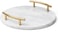1CHASE&reg; Round White Marble Tray With Gold Handle - Vanity Trinket Tray, Serving Tray, Coffee Table Tray, Bathroom Tray, Decorative Tray