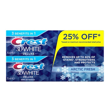 كريست 3D وايت أركتيك فريش معجون أسنان مبيض 75 ملل حزمة من 2