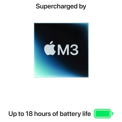 Apple MacBook Air Laptop with 15-Inch Display M3 Processor 8GB RAM 256GB SSD M3 Chip Graphic Card Space Grey English