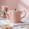 Lovely Modern Irregular Pink Green Petals Shape Teapot Minimalist Sublimation Ceramic Coffee Mug Sets With Tray