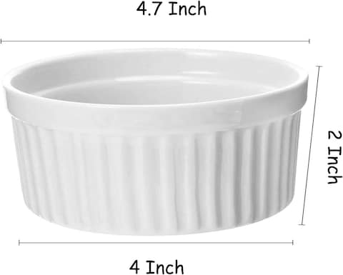 Star Cook 12 Oz Ramekin Bowls,8 PCS Set for Baking and Cooking, Oven Safe Sleek Porcelain White Ramikins for Pudding, Creme Brulee, Custard Cups and Souffle Small instant table tray