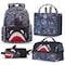 Nohoo Kids 16 Inch School Bag with Lunch Bag, Handbag and Pencil Case (Set of 4) Shark - Grey