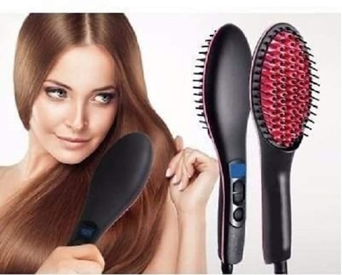 Ntech 2 In 1 Ceramic Hair Straightener Curler And Styler Brush For Women