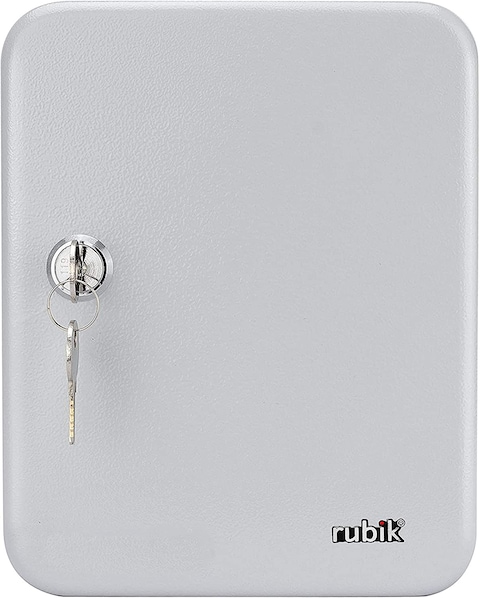 Rubik Key Cabinet Wall Mount Design with Key Lock, Secure Metal Key Safe Box, Best Wall Mounted Key Safety Box Cabinet Design (20 Key Capacity) White