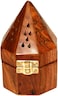 ALSAQER Wooden Incence Bakhoor Burner Madkhan/Mabkhara Pyramid/Hexa shape Charcoal Bakhoor Burner-Medium