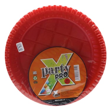 XPro Party Plain Round Plate Red 9 Inch 25 Pieces
