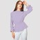 KIDWALA Size M,  Women'S Tops, Tees &amp; Blouses Ruffled Turtleneck Lantern Sleeves Lavander Swiss Dot Blouse With Elastic Waistband &amp; Back Covered Button