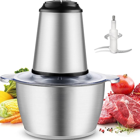 Generic Meat Grinder Electric Food Processor &amp; Vegetable Garlic Chopper-UK Plug 2L Stainless Steel Bowl Meat Blender Food Chopper
