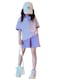 Mei Stylish Girl's Summer 2 Piece Outfit Short Sleeve T-shirt and Short Pant Set, 4-6 Years, Purple