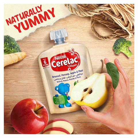 Nestle Cerelac Fruits &amp; Vegetables Puree Pouch Broccoli, Parsnip, Apple &amp; Pear 90g