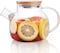 FUFU Glass Teapot with Removable Infuser,Stovetop Safe Teapot for Loose Leaf and Blooming Tea,1000ML Clear Teapots with Bamboo Lid