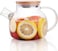 FUFU Glass Teapot with Removable Infuser,Stovetop Safe Teapot for Loose Leaf and Blooming Tea,1000ML Clear Teapots with Bamboo Lid