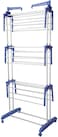 Clothes Drying Rack 3-Tiers with Retractable Trays, Collapsible Shelves, Rolling and Base with Casters, Stainless Laundry Dryer Indoor/Outdoor Standing Rack Blue