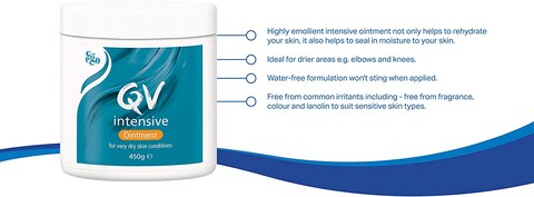 Qv Intensive Ointment 450g, Helps To Protect And Soothe Dry And Sensitive Skin, Sting Free, Ideal For Drier Areas