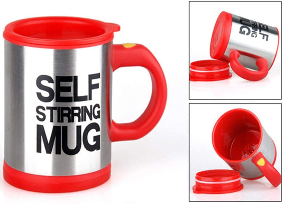The Mohrim Self Stirring Mug Home, Office, Mixing Coffee, Tea, Milk Mixer Juice Drink Cup (Red)