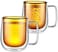 Lushh Heat Resistant Double Wall Coffee Mug With Handle , Borosilicate Coffee Tea Cup for Tea Coffee Latte Espresso Iced Tea, Set of 2 Pcs 250 ML, Yellow/Brown