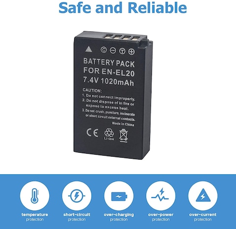 DMK Power ENEL20, EN-EL20a (1020mAh) Battery Compatible with Nikon Coolpix P1000, DL24-500, Coolpix A, 1 AW1, 1 J1, 1 J2, 1 J3, 1 S1, 1 V3 Digital Camera